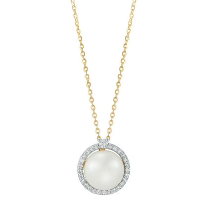 Freshwater Cultured Pearl Pendant with 0.11 CT. T.W. Diamonds in 14K Gold