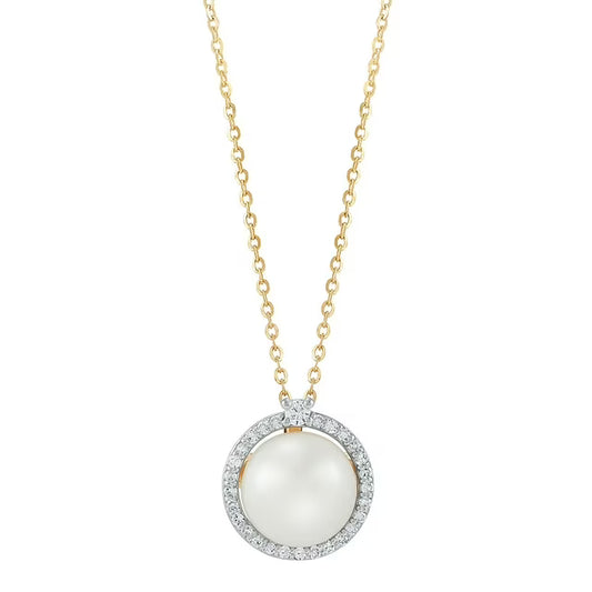 Freshwater Cultured Pearl Pendant with 0.11 CT. T.W. Diamonds in 14K Gold