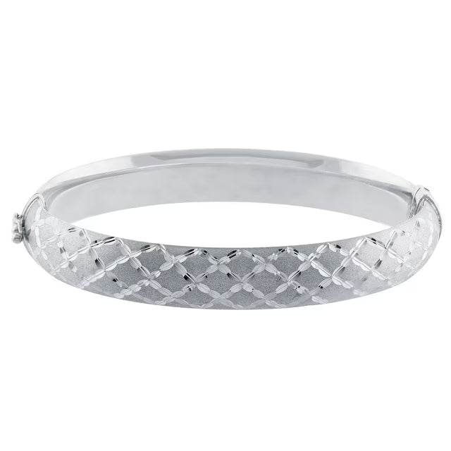 Hoop Earring and Bangle Bracelet Set in Sterling Silver