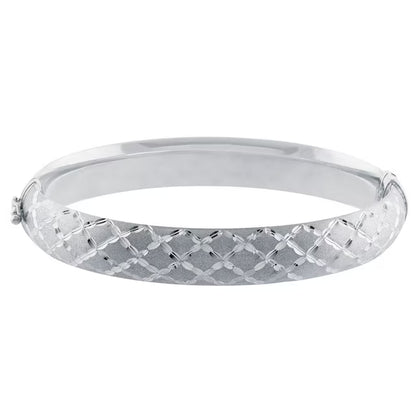 Hoop Earring and Bangle Bracelet Set in Sterling Silver