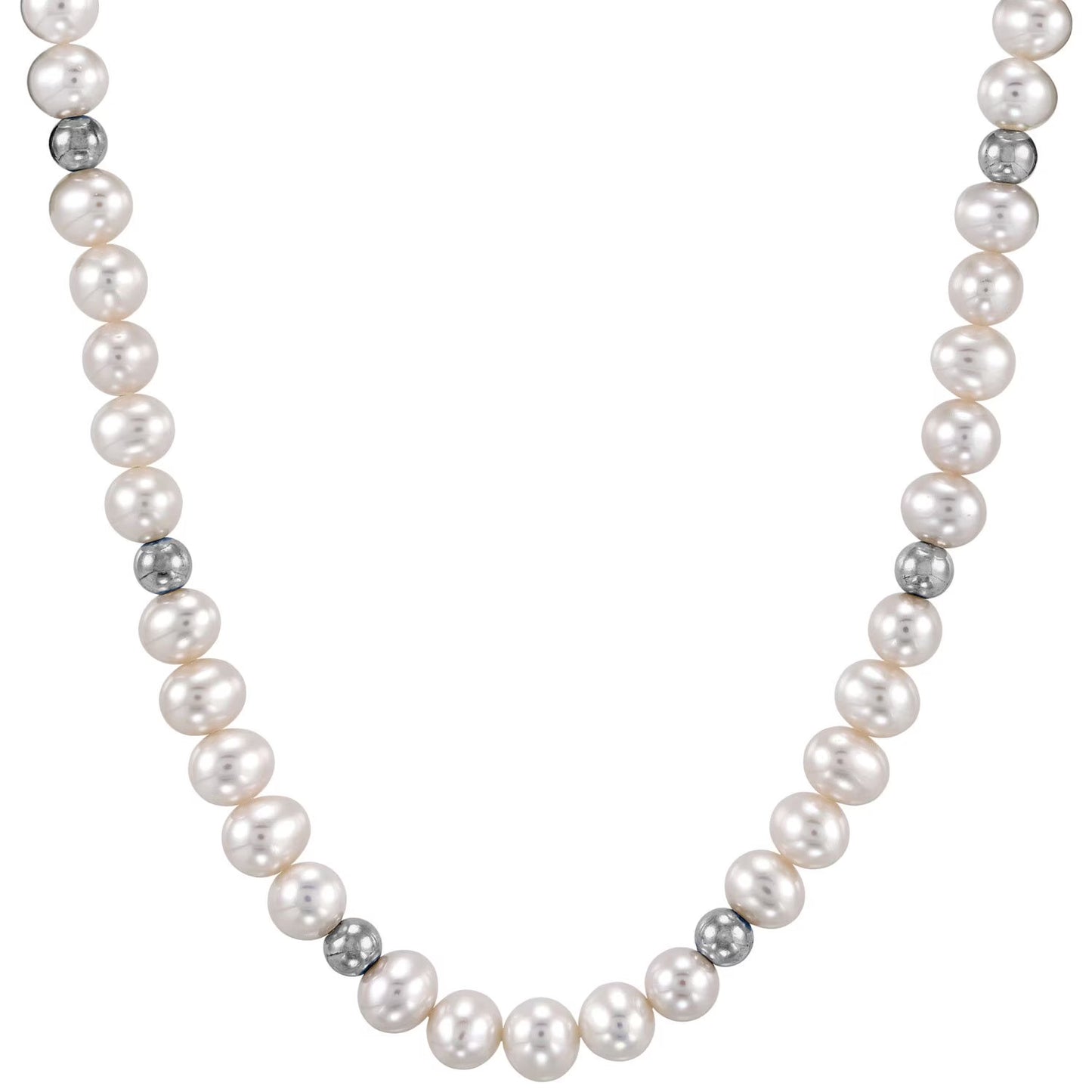 Freshwater Cultured Pearl and Silver Bead 3 Piece Set in Sterling Silver