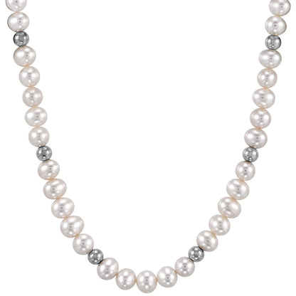 Freshwater Cultured Pearl and Silver Bead 3 Piece Set in Sterling Silver