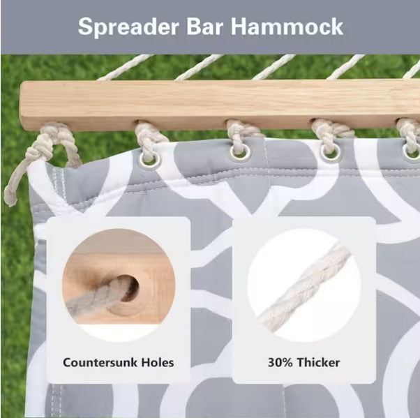 Heavy-Duty 2-Person Hammock with Stand and Detachable Pillow