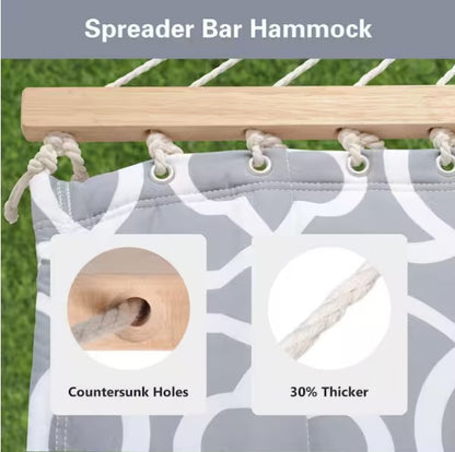 Heavy-Duty 2-Person Hammock with Stand and Detachable Pillow