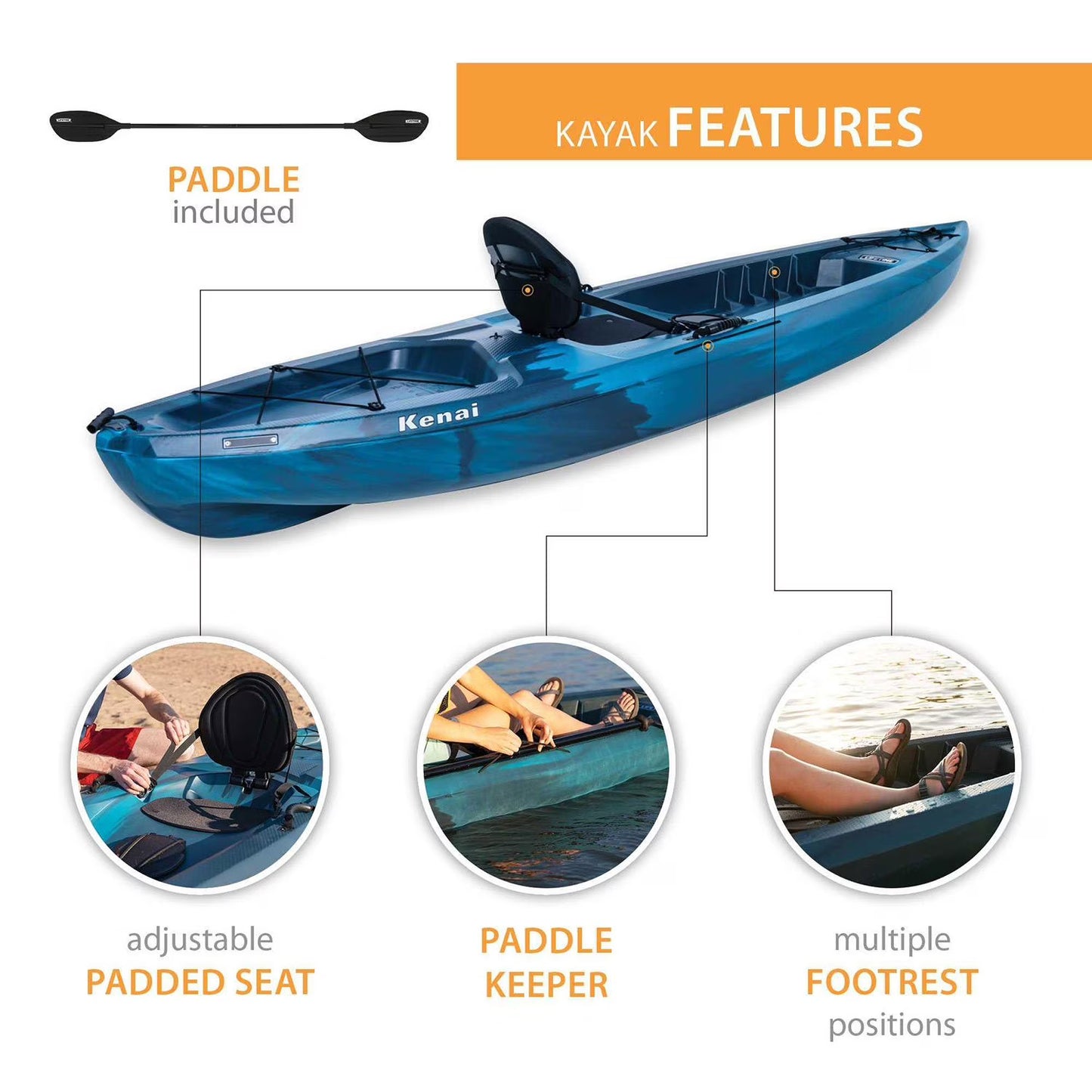 Kenai Sit-On-Top Kayak Lightning Fusion, 2 Pack
