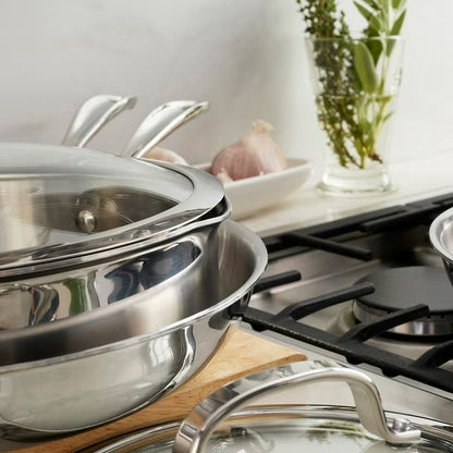 11-Piece Stainless Steel Tri-Ply Clad Cookware Set