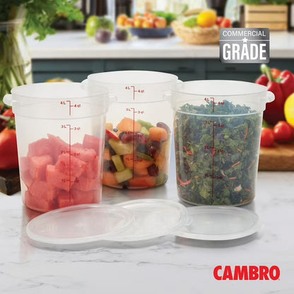 Round Translucent Food Container with Lid, 4 qt., 3 pk.