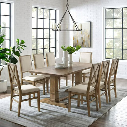 Joanna 9-Piece Dining Set, Rustic Brown