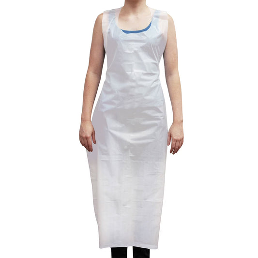 Disposable Waterproof Poly Aprons, White 100 ct.
