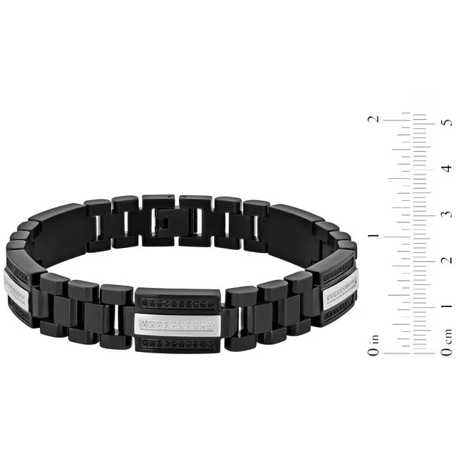 0.81CT. TW. Black & White Diamond Bracelet in Stainless Steel