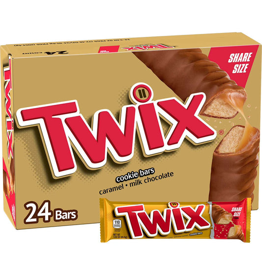 Twix Caramel Cookie Chocolate Candy Bars, 3.02 oz., 24 pk.