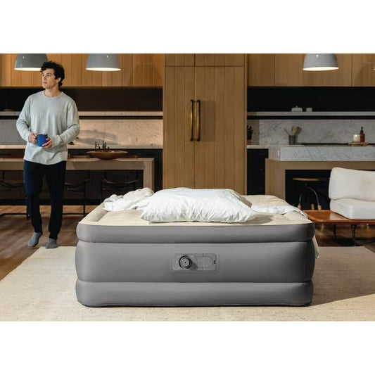 20” Queen Air Mattress, Stronger and PVC-Free with Built-In Pump