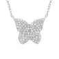 Diamond Butterfly Pendant Necklace in Sterling Silver