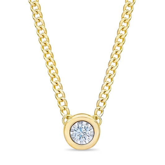 0.18 CT. T.W. Diamond Bezel Pendant Necklace in 14K Gold