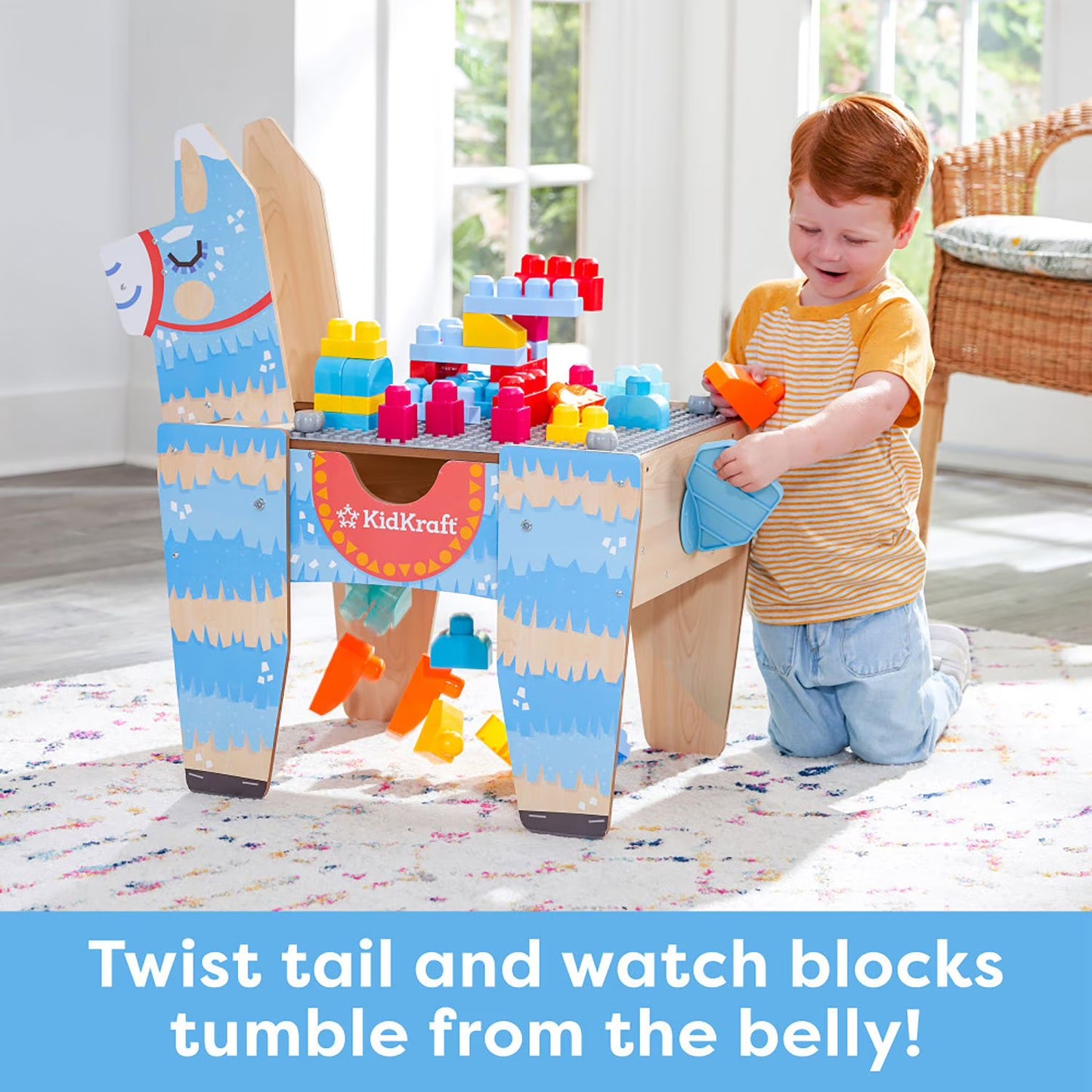 Llama Pinata Building Bricks Table with 50 Blocks