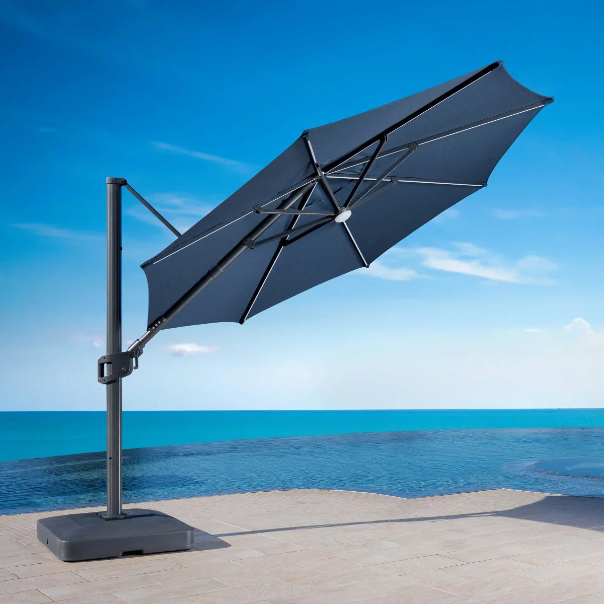 SunVilla 11' Color Changing LED Cantilever Umbrella with Rolling Base