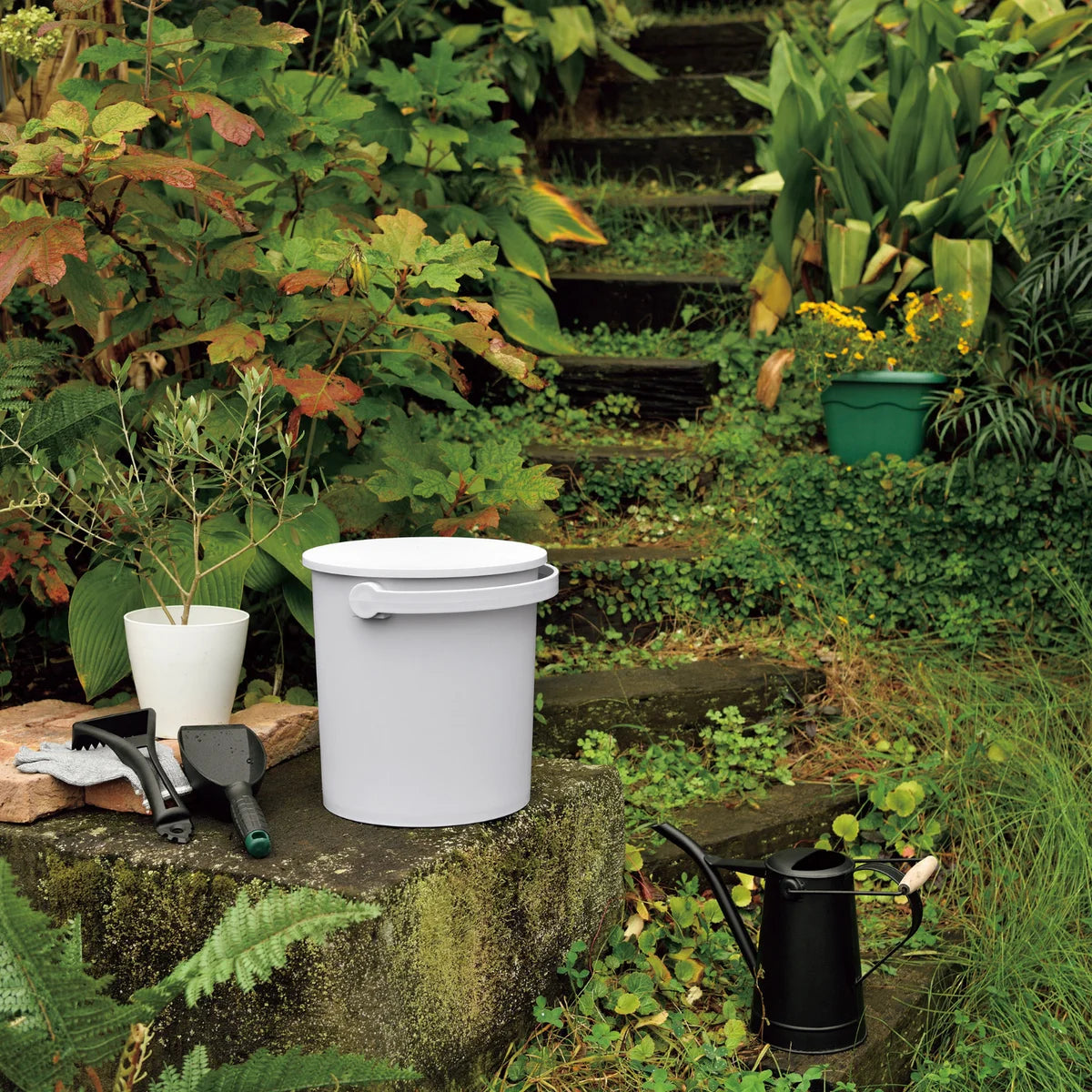 4-Gallon Decorative Storage Bucket with Lid & Handle, 4-pack