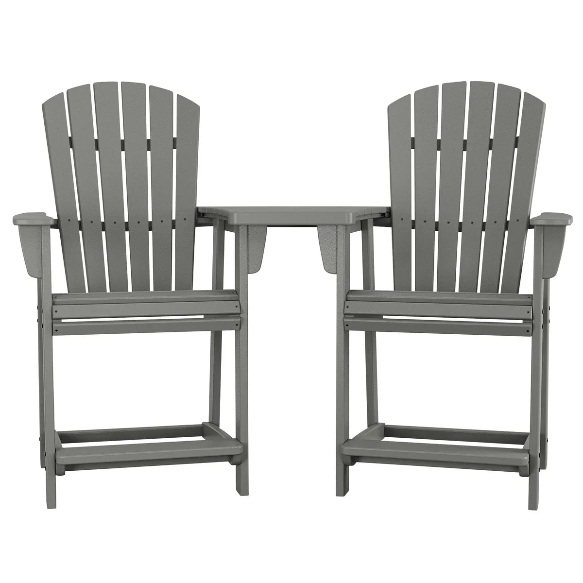 Polywood Portside 3-piece Shellback Counter Chair Set with Connecting Table - Thumbnail 3