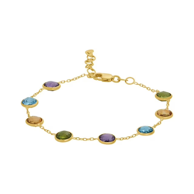 Multi-Gemstone Station Bracelet in 14K Gold