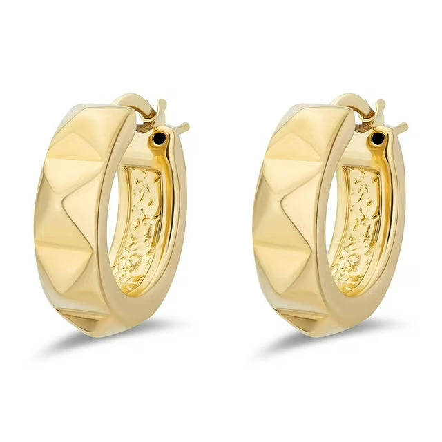 Neuhardt Pyramid Hoop Earrings in 18K Gold Vermeil