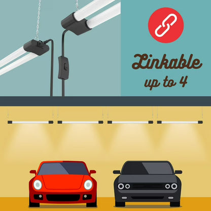 LED Shop Light 4FT. 40W Dual Tube Lightweight Inline Switch 2-Pack