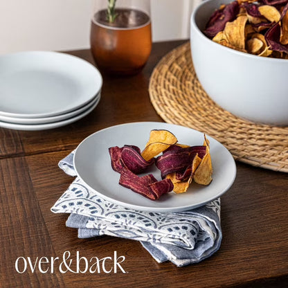 Over&Back Coupe Stoneware App Plate, Set of 4