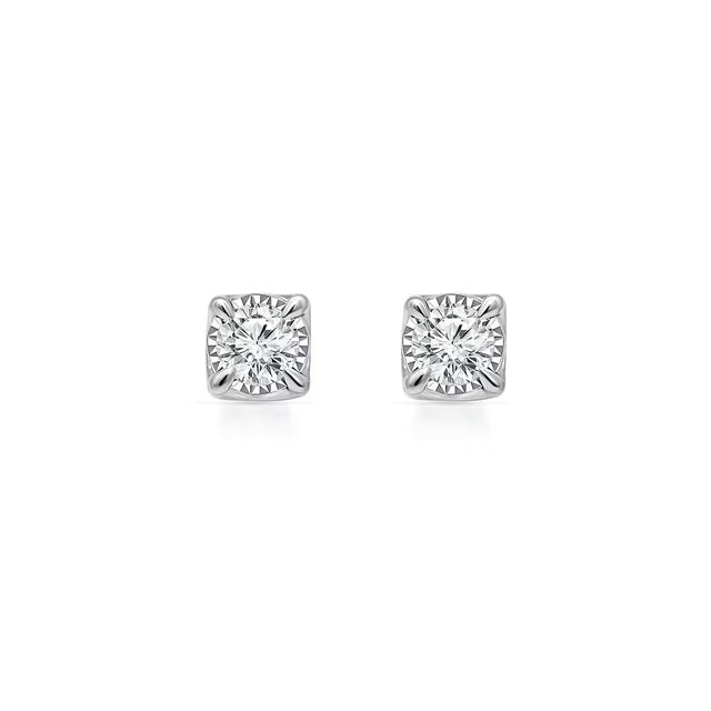 Round Diamond Earrings in 14K Gold, 0.08C.T.T.W.