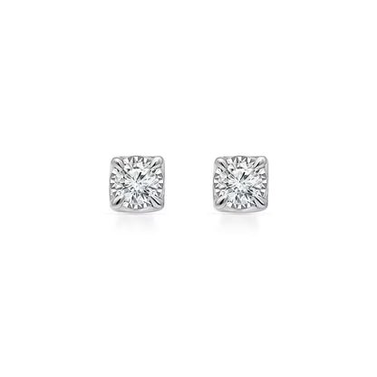 Round Diamond Earrings in 14K Gold, 0.08C.T.T.W.