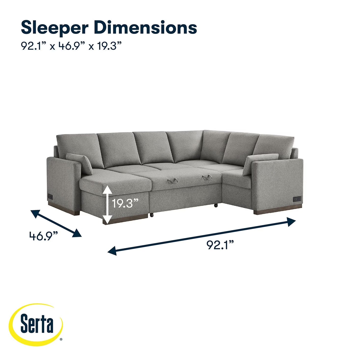 Serta Ellington Sectional Sleeper Sofa