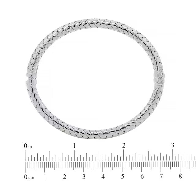 Italian Diamond Cut Hinged Snake Bangle in Sterling Silver