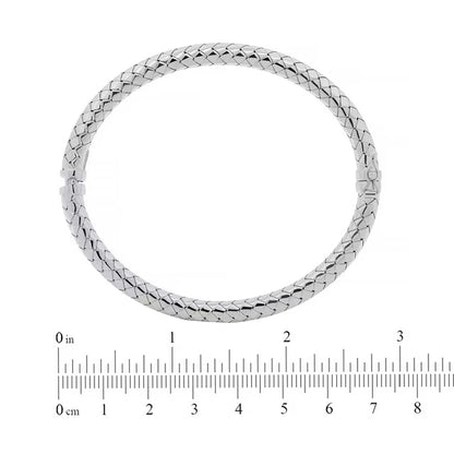 Italian Diamond Cut Hinged Snake Bangle in Sterling Silver