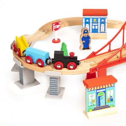 60 Piece Wooden Train Set