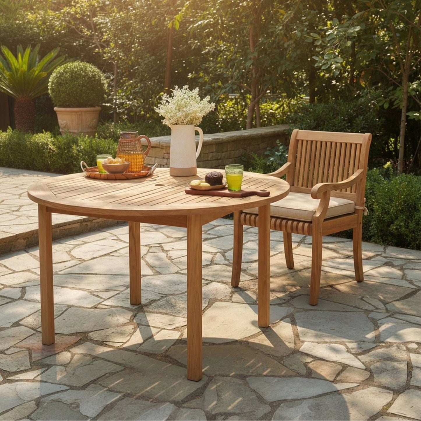 Mosko Teak Outdoor Dining Patio Set, 5pc