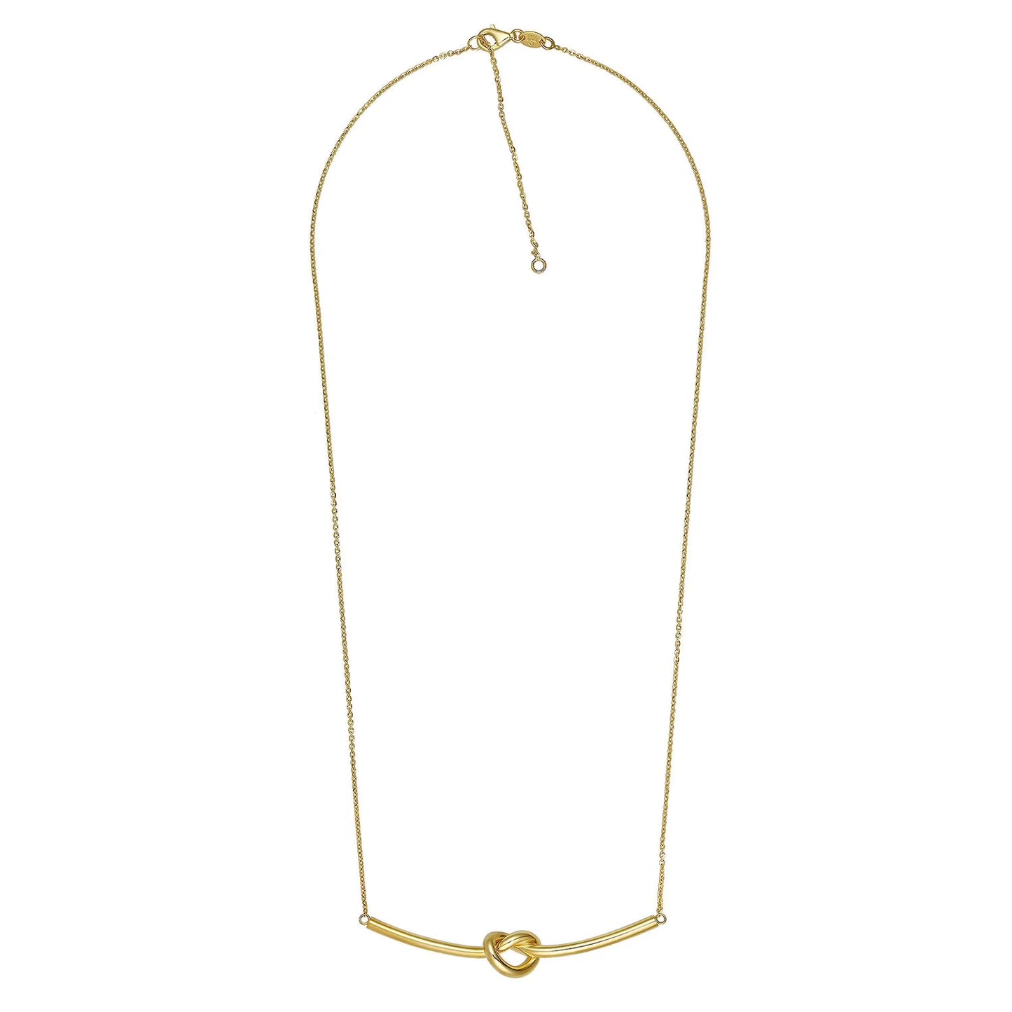 Bar Knot Tube Necklace in 14K Yellow Gold
