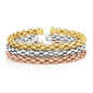 Mosaic Chain Bangle Bracelet Set in Sterling Silver & 18K Gold Plated