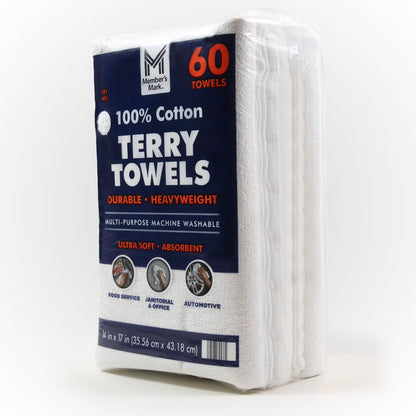 100% Cotton Terry Towels, 14" x 17", 60 ct.