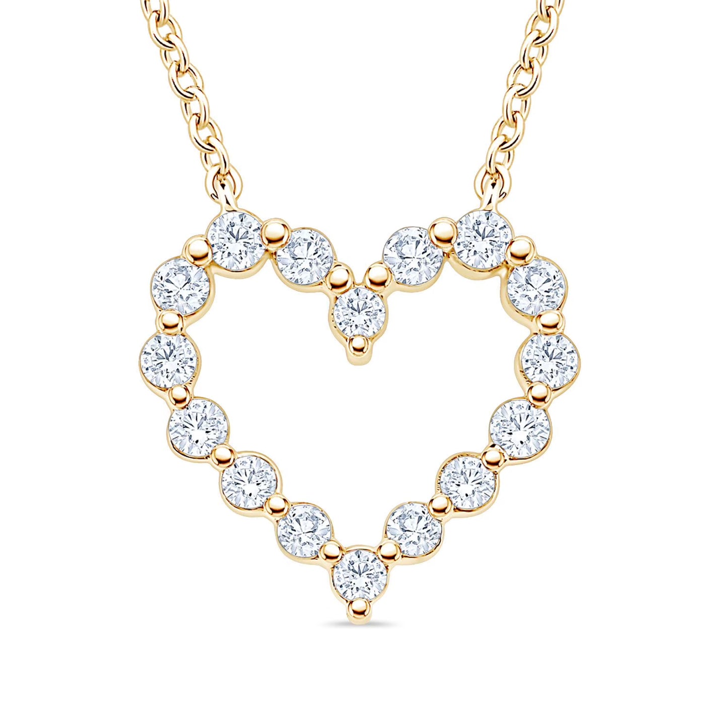 0.23 CT. T.W. Round Cut Heart Shaped Diamond Pendant Necklace