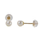 4mm White Cultured Freshwater Pearl Baby Threader Post Stud Earrings in 14K Gold