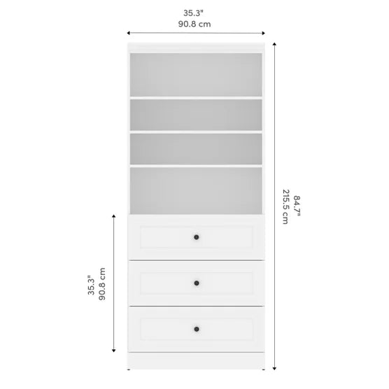 Audrea 36" Organize It Storage Unit with 3 Drawers in White