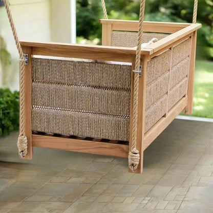 Salinas Teak Wicker Porch Swing
