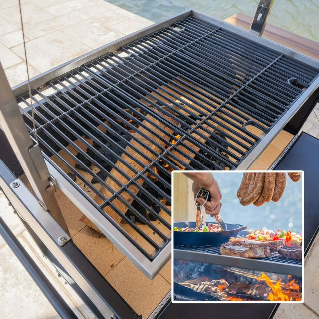 Heritage Steel Grill with Wood Fire and Charcoal