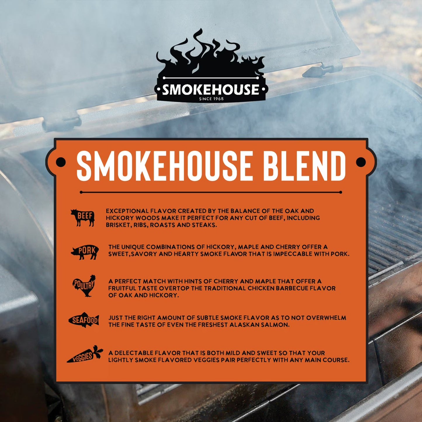 Premium Hardwood BBQ Pellets, Smokehouse Blend - 40 lbs.