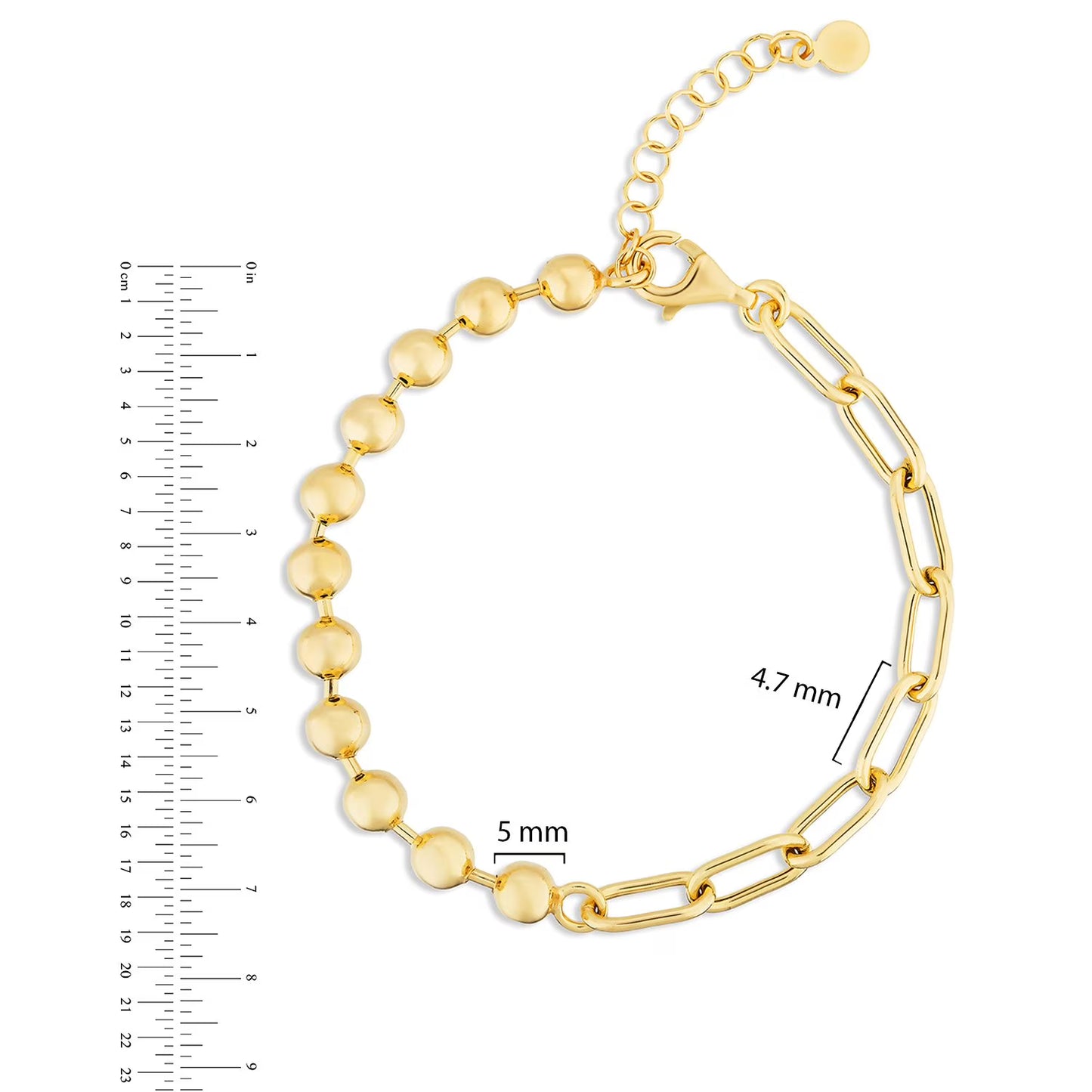 Ball & Paperclip Chain Bracelet in 18K Gold Vermeil