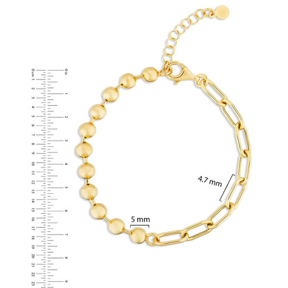 Ball & Paperclip Chain Bracelet in 18K Gold Vermeil
