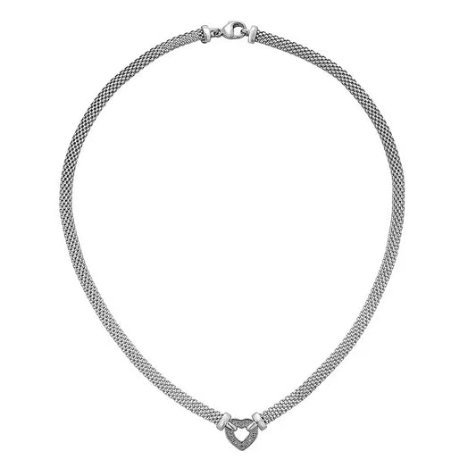 0.12 CT. T.W. Diamond Heart Necklace in Italian Sterling Silver