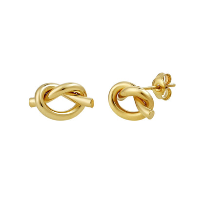 High Polish Knot Stud Earrings in 14K Gold