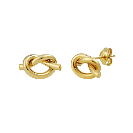 High Polish Knot Stud Earrings in 14K Gold
