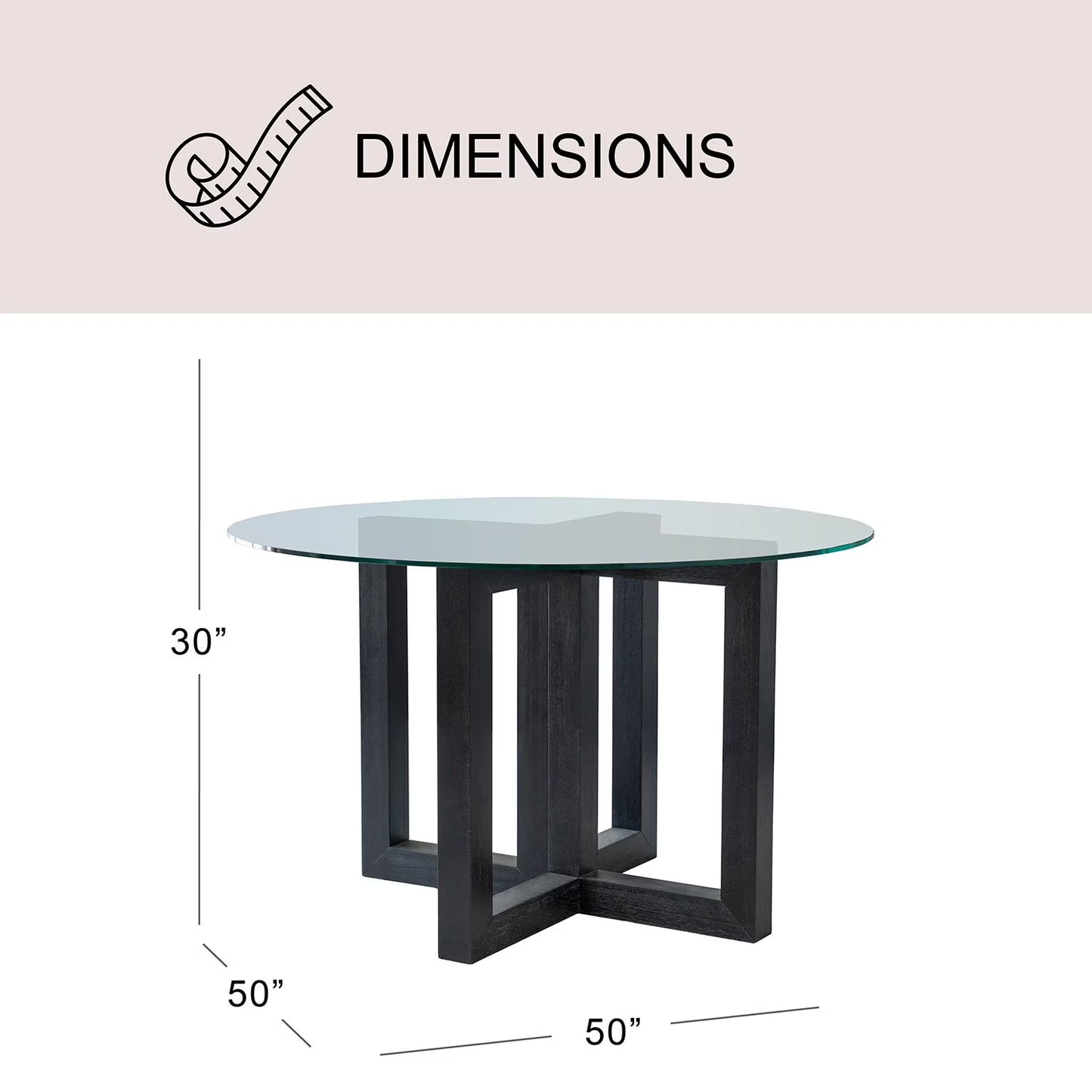 Sylvie Glass Top Dining Table with Wood Base