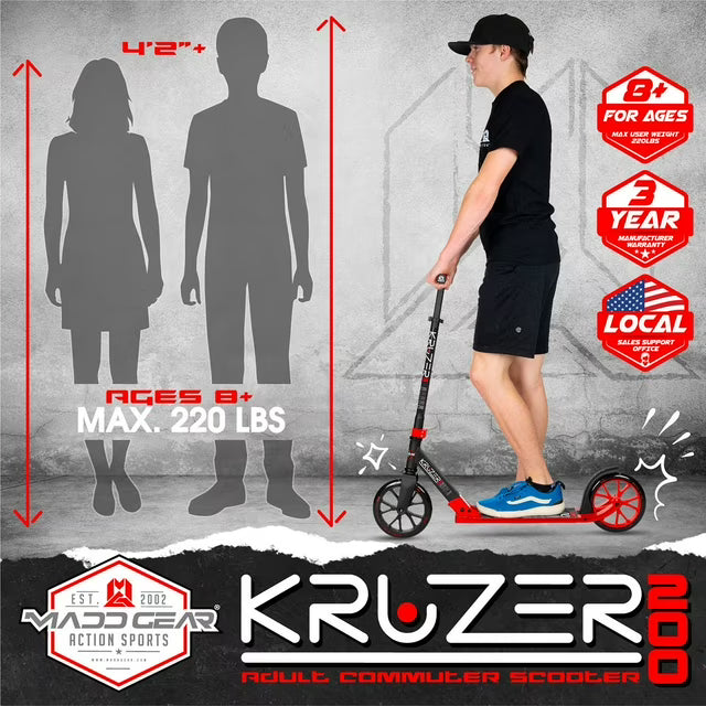 Kruzer Folding Height Adjustable Commuter Scooter