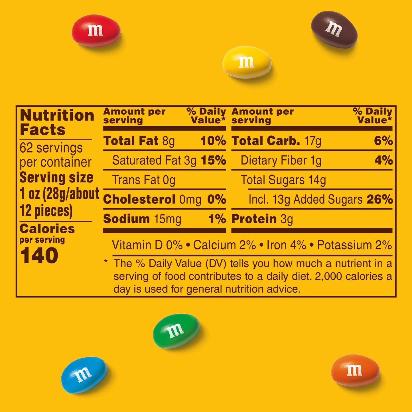M&M'S Peanut Milk Chocolate Candy, 62 oz.